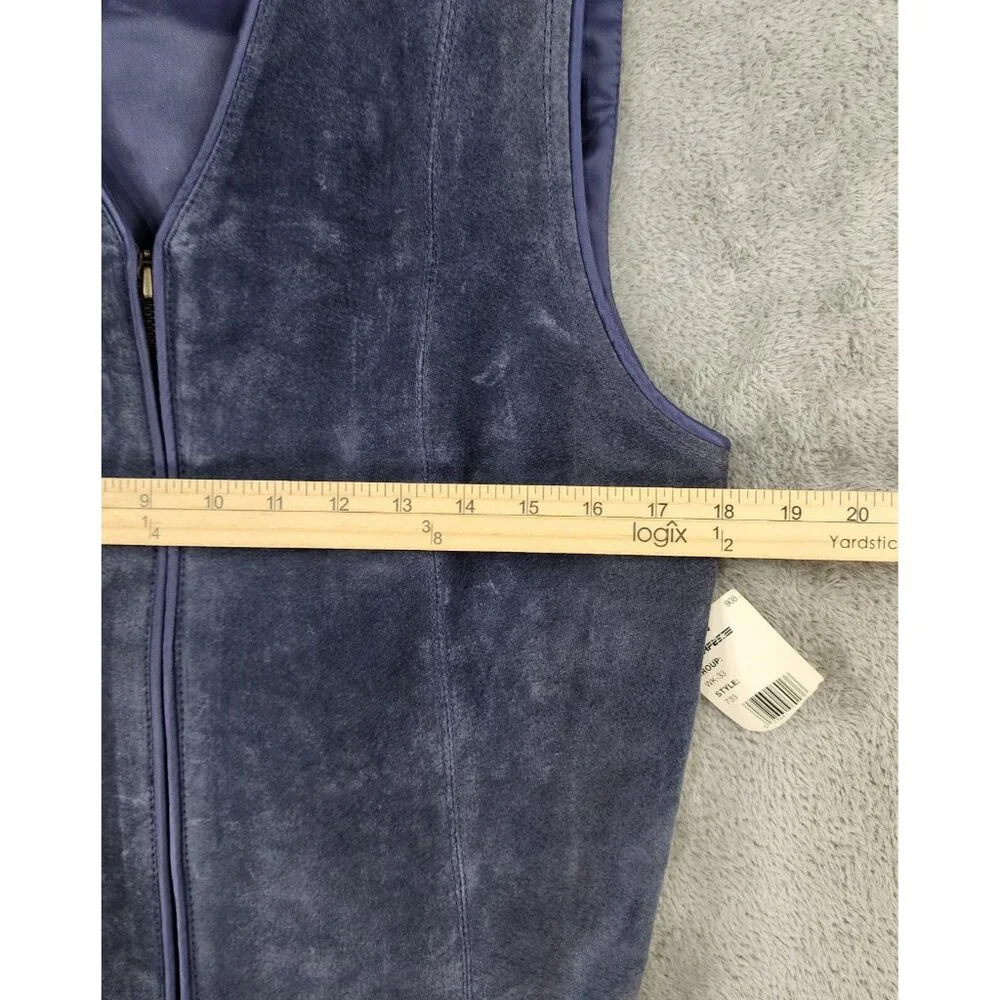 Passports Vest Skirt Set Womens Medium Blue Leather Full Zip Vintage Knee Length - Picture 5 of 16